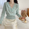 V Neck Lace Knitted Cardigan