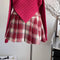 Chic Cute Berry Sweater + Mini Plaid Skirt 2pcs Set