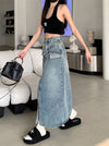 High-waisted Slit Denim Skirt