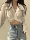 Tie Up Bow High Waist Slimming Short Shirt