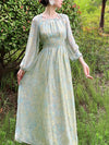 Chiffon Floral Long-sleeved Dress