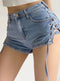 Coquette Denim Lace Up Shorts