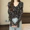 French Vintage Ruffled Long-sleeved  Floral Shirt