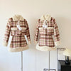 Cute Plaid Quilted Coat + Skirt 2pcs Set