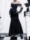 Dark Coquette Gothic Fishtail 2pcs Dress Set