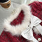 Holiday Faux Fur Coat + Skirt 2pcs Set