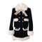 Coquette Winter Faux Fur Coat + Skirt 2pcs Set