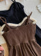 Stand Collar Top + Corduroy Slip Dress 2pcs Set