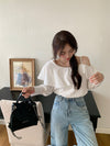 French Ruffled Long-sleeved White Shirt