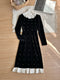 Ruffled Neck Velvet Dress