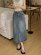 High-waisted slit Denim Skirt