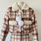 Cute Plaid Quilted Coat + Skirt 2pcs Set