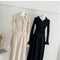 Cozy Knit Full Button Shirt + Long Skirt 2pcs Set