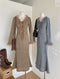 Vintage Feather Collar Cardigan + Mermaid Skirt 2pcs Set