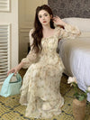 Cottagecore Chiffon Floral Dress