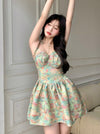 A-line Oil Painting Tie Dress