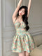 A-line Oil Painting Tie Dress