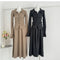 Cozy Knit Full Button Shirt + Long Skirt 2pcs Set