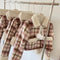 Cute Plaid Quilted Coat + Skirt 2pcs Set