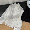 Tie Neck Lace Chiffon Shirt + Tassels Skirt