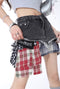 Lazy Patched Plaid Skirts