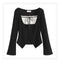 Sweet Long-sleeved  Square Neck Knitted Top