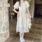 Floral Square Neck Puffy Sleeve Dress