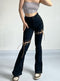 Coquette Lace-up Flared Denim Pants