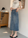 High-waisted slit Denim Skirt