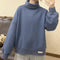 Loose Fit Solid Color Turtle Neck Sweatshirt