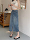 High-waisted slit Denim Skirt