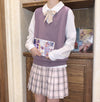 Preppy Style Embroidered V Neck Vest