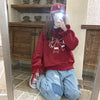 Bow Printed Loose Fit Sweatshirt