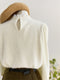 Pearl Frilled Stand Collar Fleece Shirt