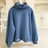 Loose Fit Solid Color Turtle Neck Sweatshirt