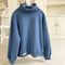 Loose Fit Solid Color Turtle Neck Sweatshirt