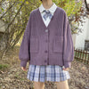 Loose Fit Solid Color V Neck Cardigan