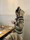 Fair Isle Knit  Full Buttoned Hooded Top