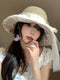 Lace Pearl Decor Straw Hat