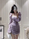 Bubble Sleeve Square Collar Dress