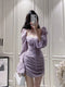 Bubble Sleeve Square Collar Dress
