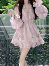 V-neck Floral Chiffon Dress