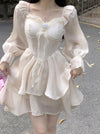 Apricot Square Collar Dress