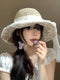 Lace Pearl Decor Straw Hat