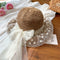 Lace Pearl Decor Straw Hat