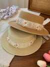 Lace Floral Flat Straw Hat