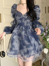 Ink Style High Waist Floral Dress