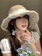 Lace Pearl Decor Straw Hat