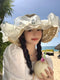 Wide Lace Brim Straw Hat