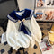 Navy Collar Academia Knit Top